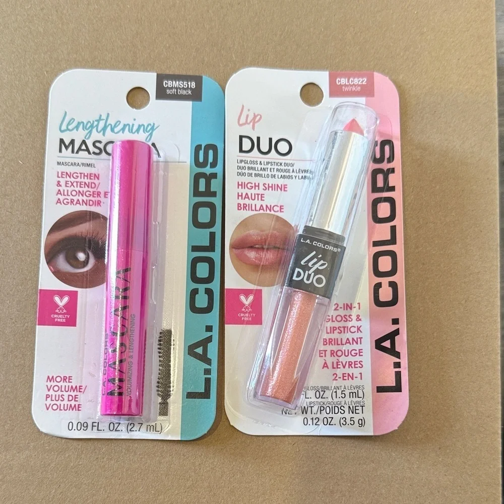 L.A. Colors Lengthening Mascara and Lip Duo - Soft Black and Twinkle